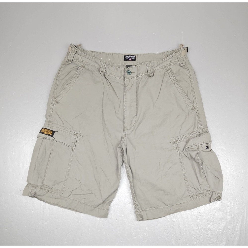 Vintage Ralph Lauren Polo Jeans Co. Cargo Shorts Mens 38 Tan Military Utility